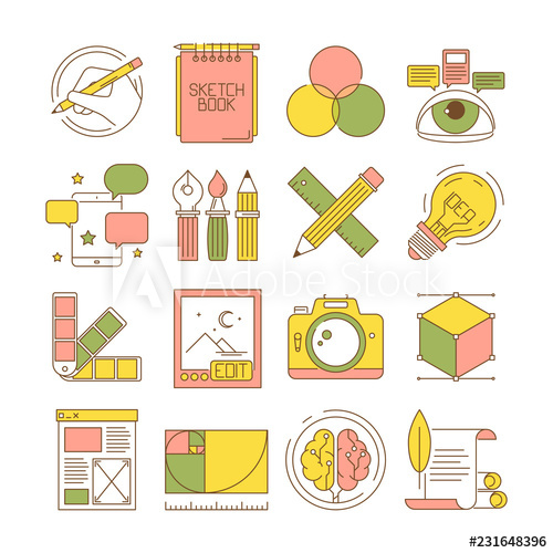 500x500 Design Process Icons Packing Art Creative Web Products