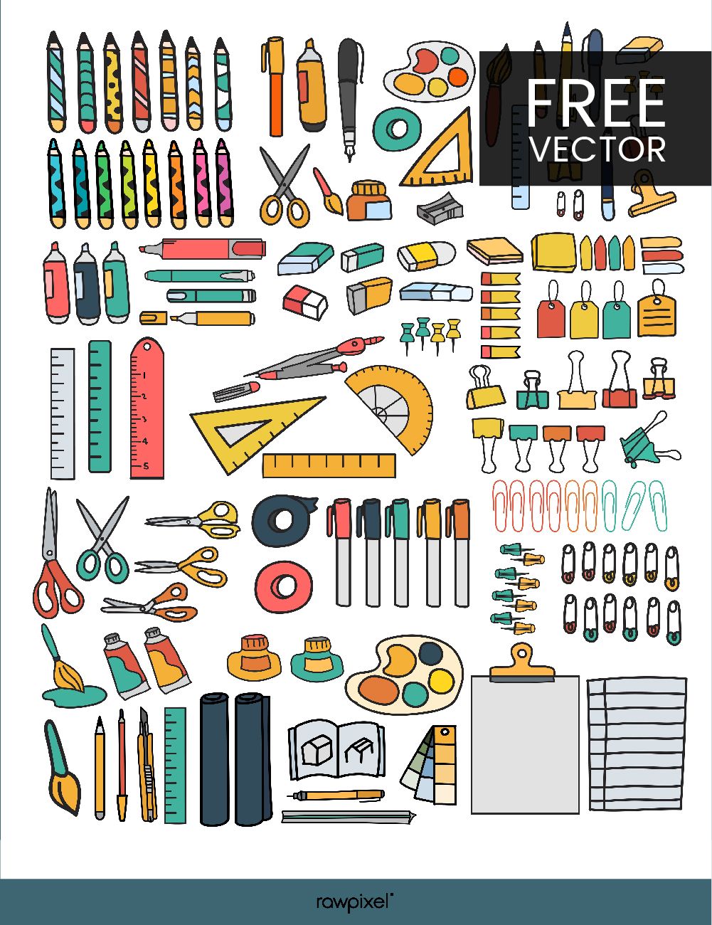 1001x1300 Download Free Vectors Of Doodle Stationary Set