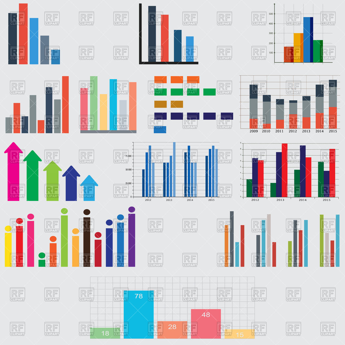 Charts And Graphs For Reports And Statistics Vector Image 1200x1200 Charts And Graphs For Reports And Statistics Vector Image
