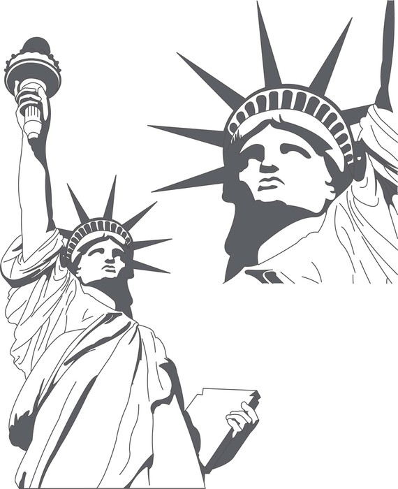 570x700 Statue Of Liberty In Very High Detail In Vector Art Wall Mural