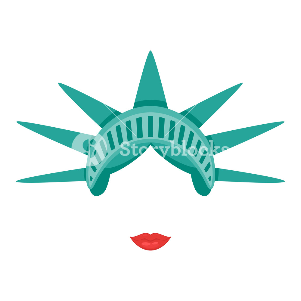 1000x1000 Vector Cartoon Style Statue Of Liberty Face Element Or Carnival