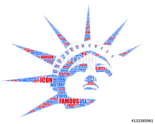 500x400 Vector Tagcloud With The Face Of The Liberty Statue Of New York