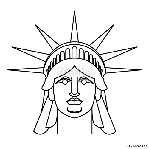 500x500 Head Of Statue Of Liberty Linear Style Face Sculpture America