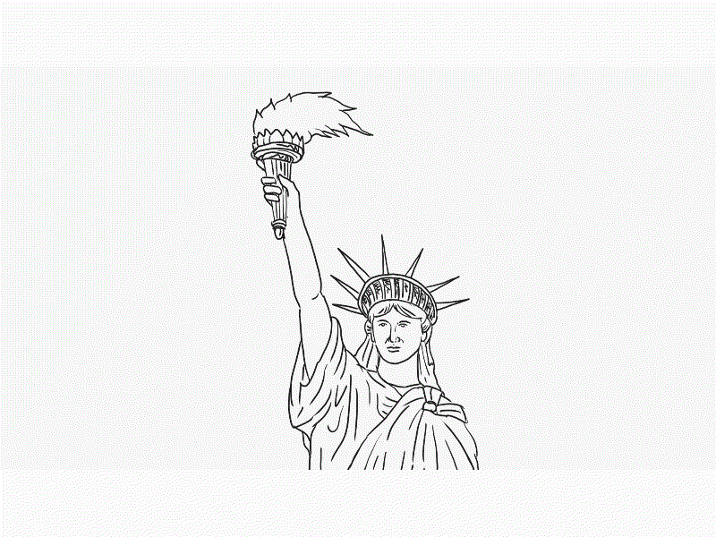 800x600 Statue Of Liberty Flaming Torch Drawing Animation