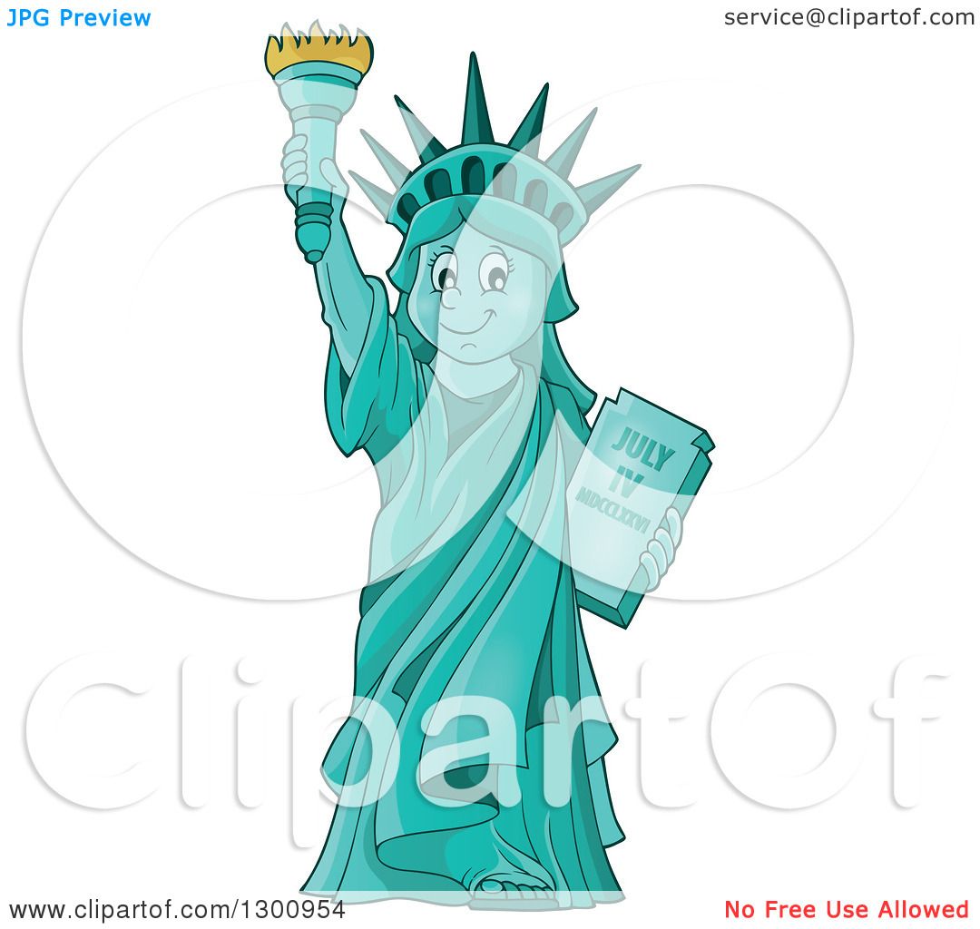 1080x1024 Clipart Of A Carton Happy Statue Of Liberty Holding Up A Torch