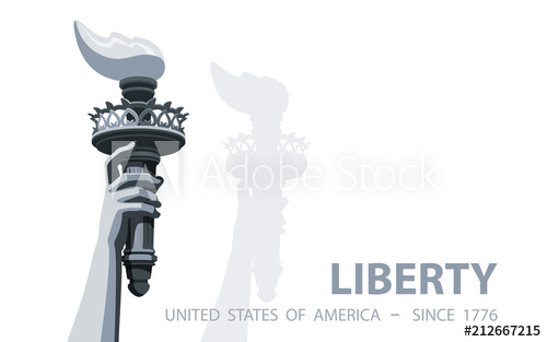 500x313 Hand With Torch Independence Day Black And White Linear Picture