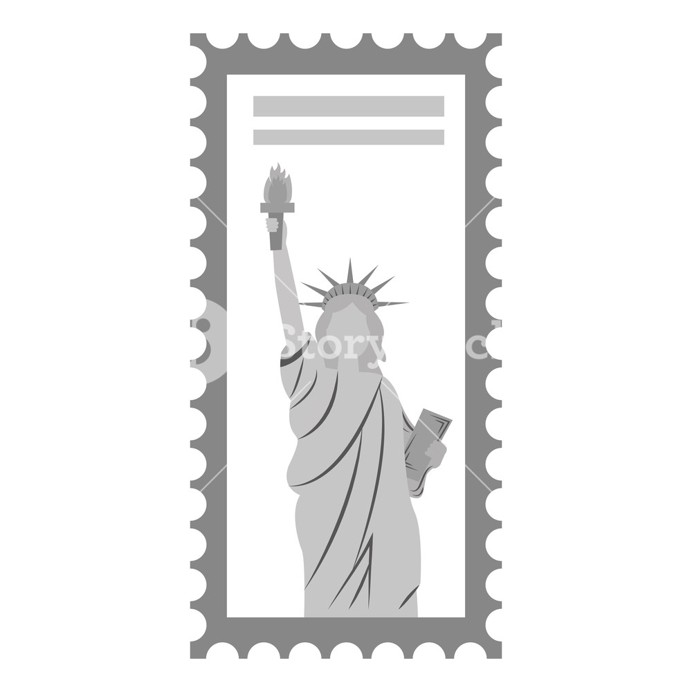 1000x1000 Postage Stamp American Statue Of Liberty Vector Illustration