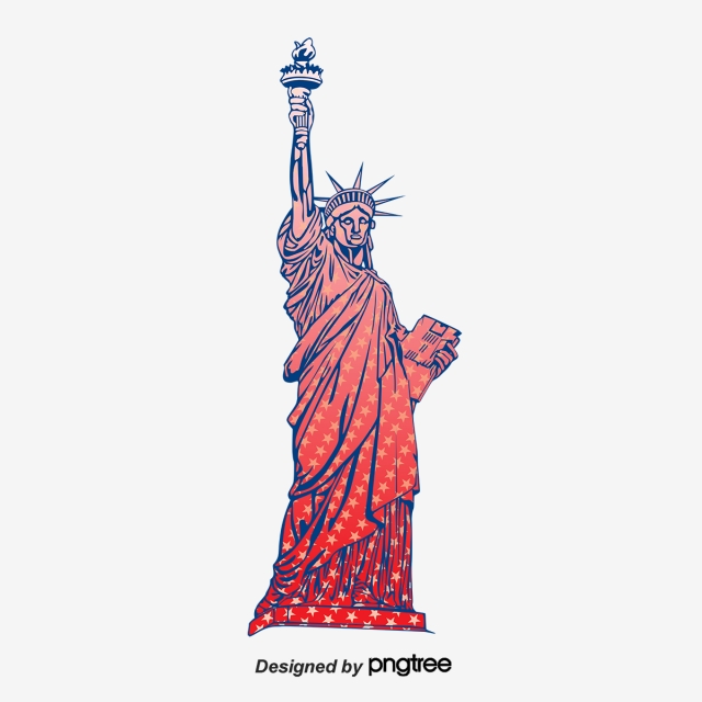 640x640 Hand Painted Statue Of Liberty, Realism, Silhouette, Stars Png