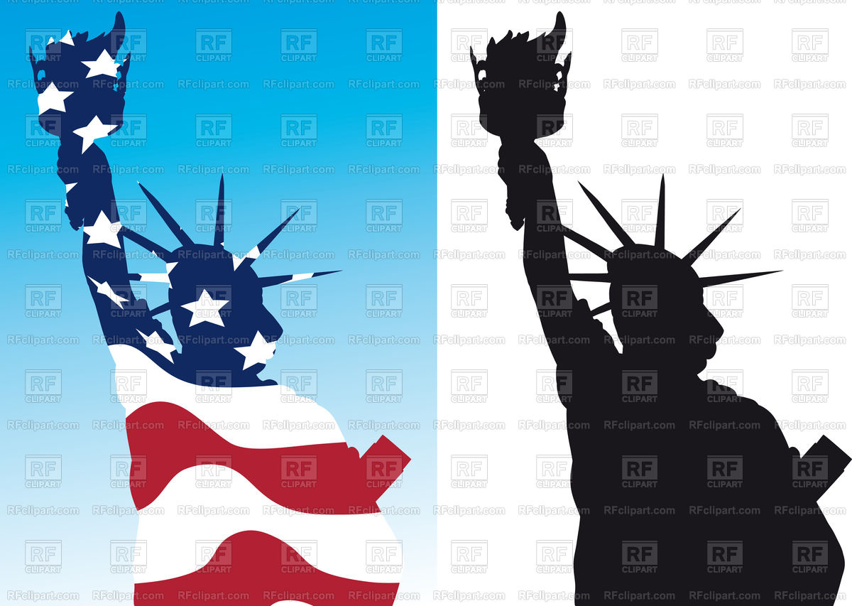 1200x853 Silhouette Of Statue Of Liberty And Usa Flag Vector Image Of Signs