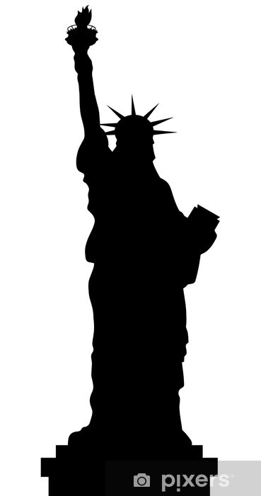 369x700 Statue Of Liberty Vector Black Shadows Silhouette Wall Mural