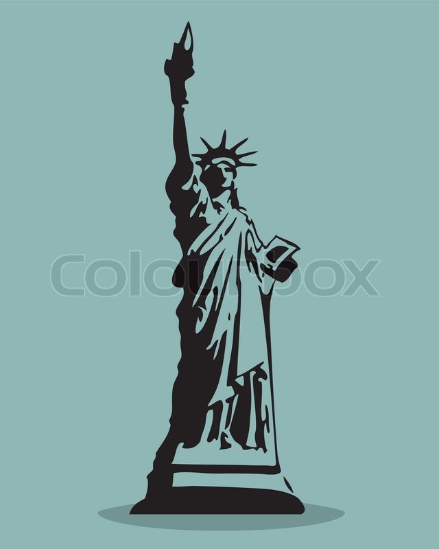 640x800 Statue Of Liberty Black Silhouette Stock Vector Colourbox