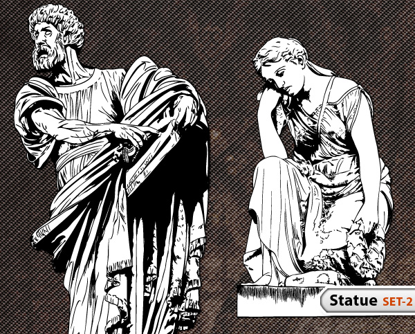 600x483 Statue Vector Set Vector Photoshop Brushes Stock Graphic