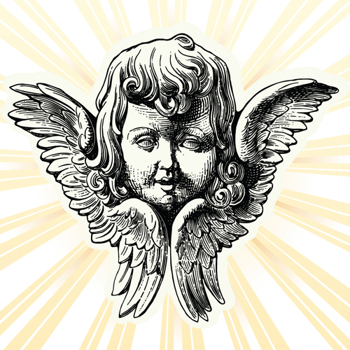 500x500 Vintage Angels Statue Vector Free Download