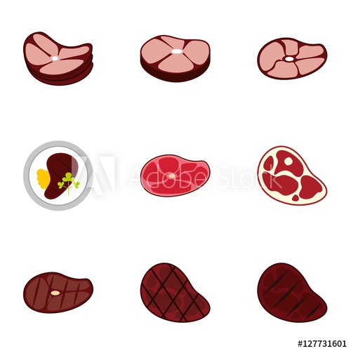 500x500 Steak Icons Set Flat Illustration Of Steak Vector Icons For Web