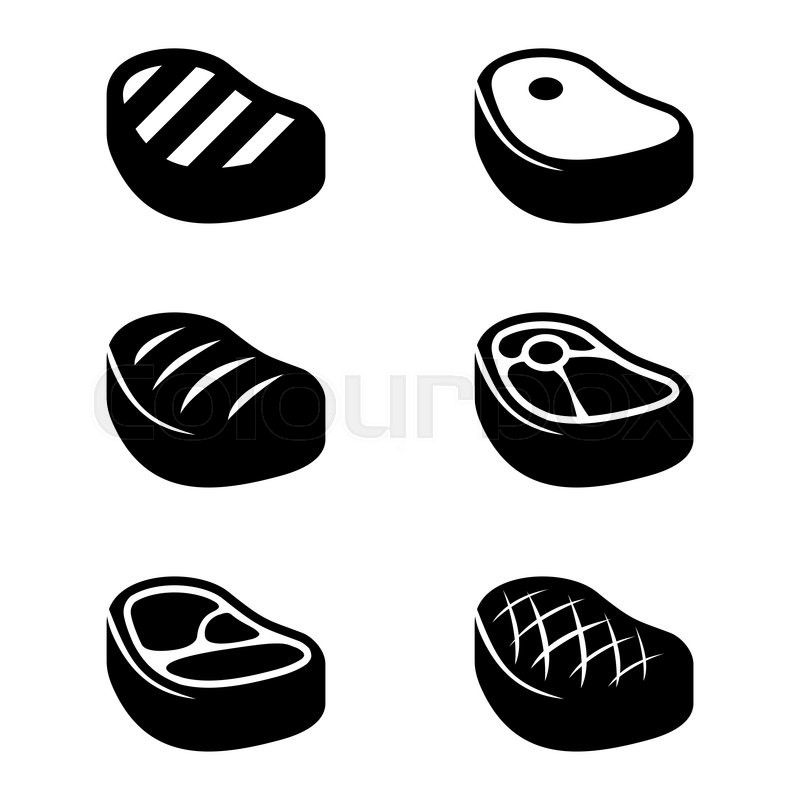 800x800 Vector Black Steak Icons Set Beef Stock Vector Colourbox