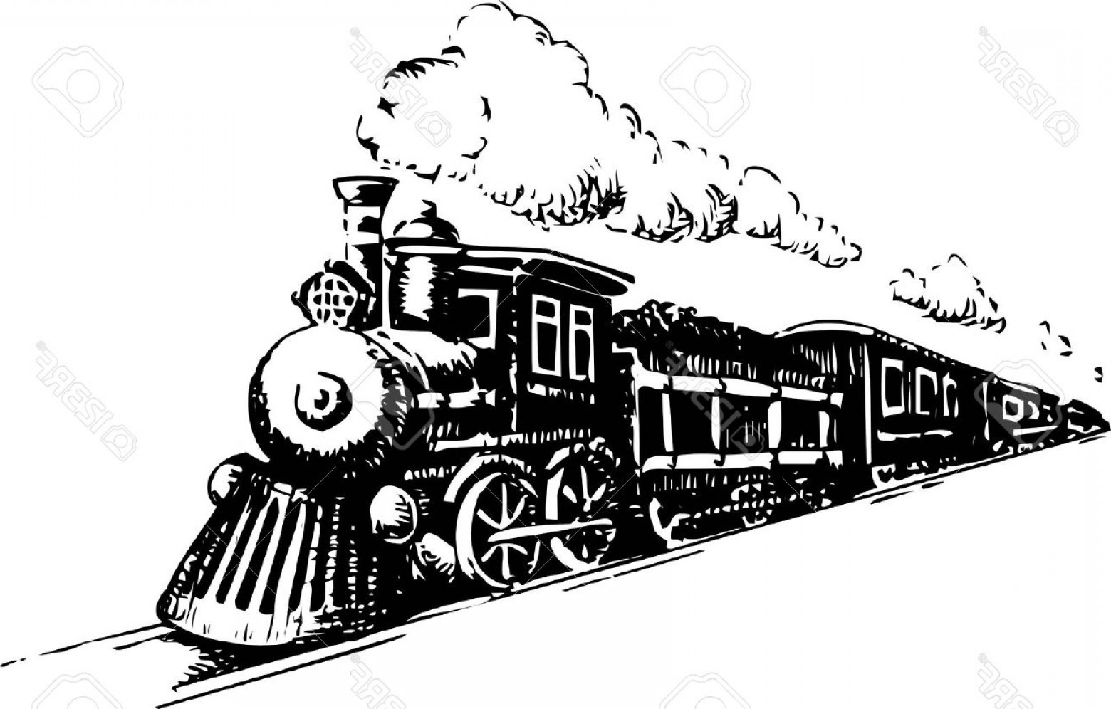 1560x996 Photostock Vector Old Steam Locomotive Vector Illustration