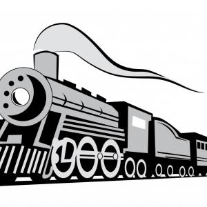 300x300 Stock Photo Retro Steam Locomotive Vector Logo Design Template