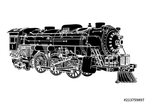 500x354 Silhouette Retro Steam Engine Vector