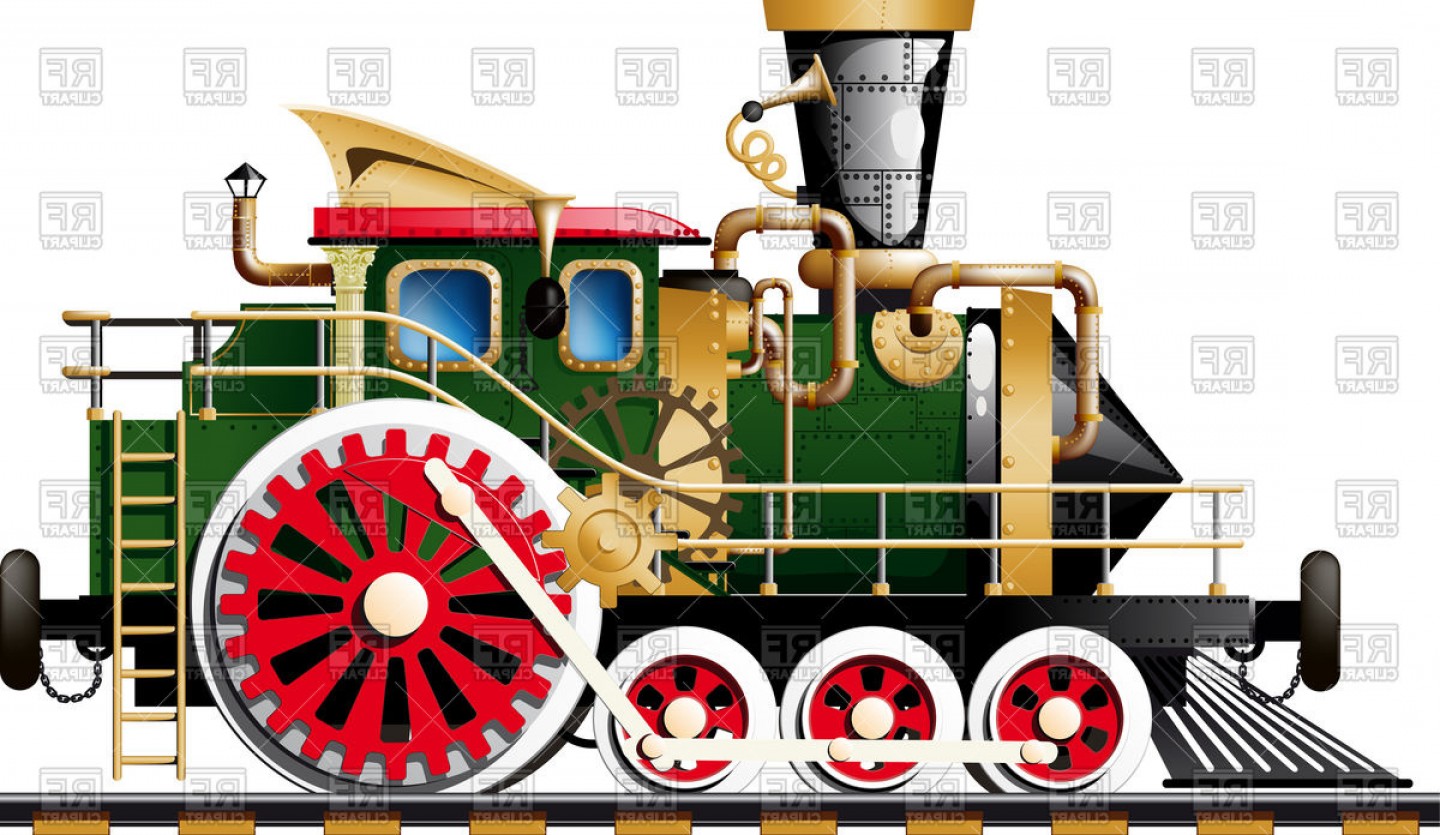 1440x835 Fictional Steampunk Steam Locomotive Vector Clipart Hoodamathrun