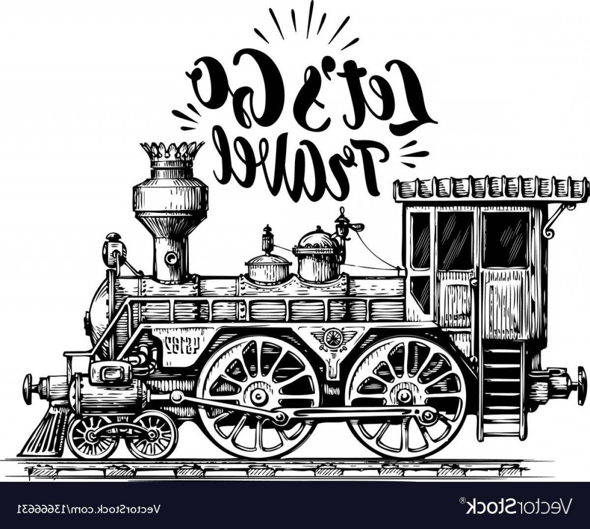 1200x1076 Hand Drawn Vintage Locomotive Steam Train Vector Soidergi