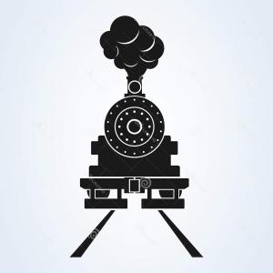 300x300 Old Train Silhouette Front View Vector Clipart Cultracing