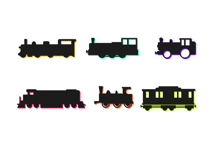 700x490 Set Of Cute Trains Vector Icons Silhouette