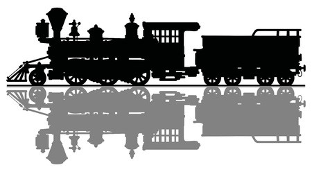 450x248 Black Silhouette Of A Wild West Steam Locomotive Royalty Free