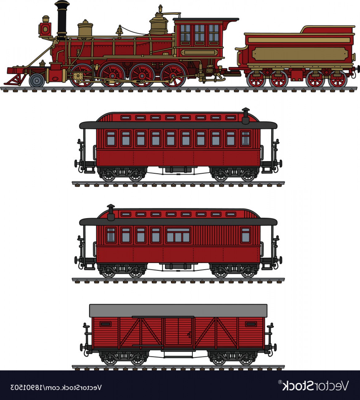Векторный поезд красный