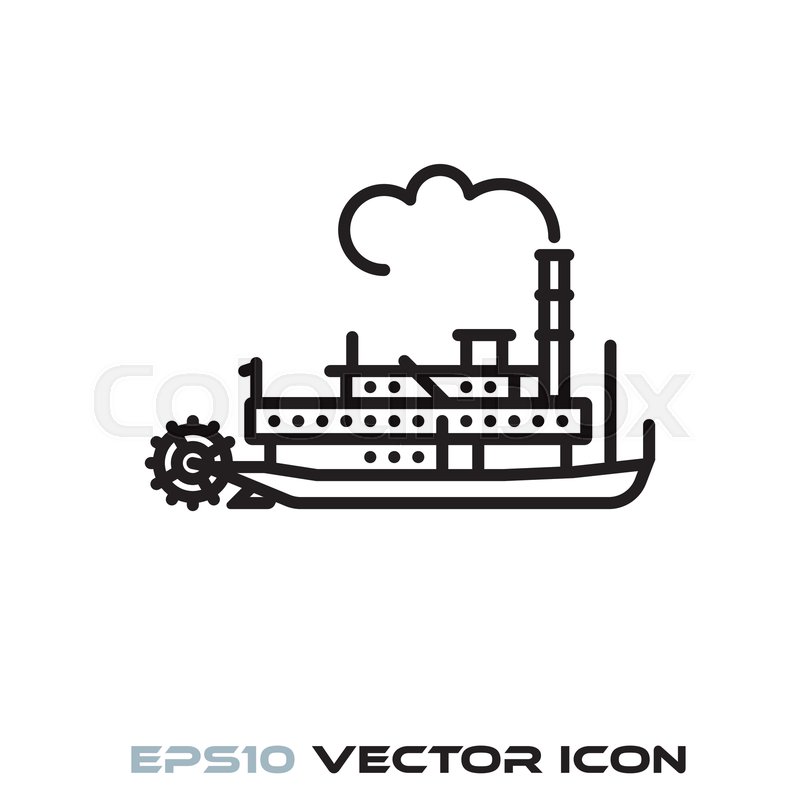 800x800 Vintage Steamboat Flat Line Icon Stock Vector Colourbox