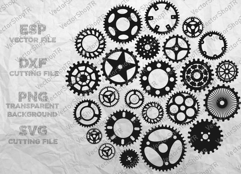 794x575 Gear Gear Set Gear Vector Steampunk Clipart Cogs Etsy