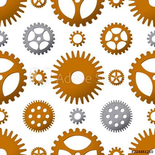 500x500 Seamless Pattern Background With Bronze And Metallic Gears Vector