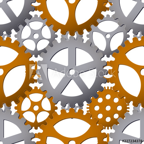 500x500 Seamless Pattern Background With Gold And Silver Gears Vector