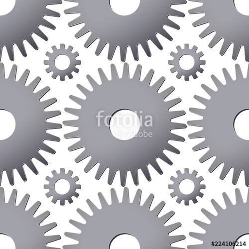 500x500 Seamless Pattern Background With Silver Gears Vector Illustration