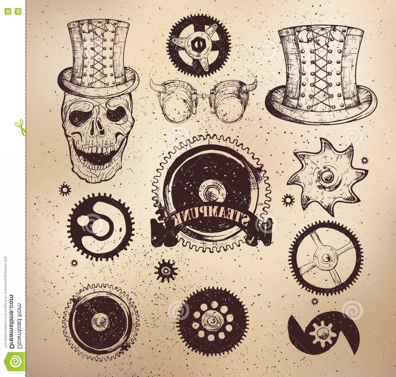 1640x1560 Stock Illustration Steampunk Gear Collection Set Vintage Gears