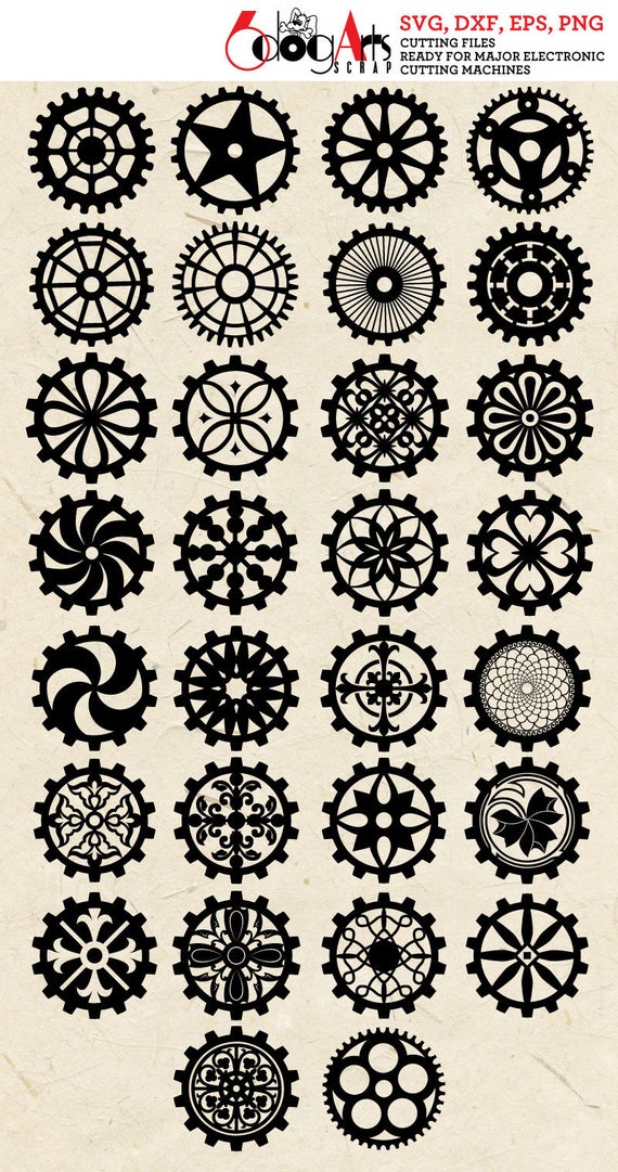 570x1081 Steampunk Cogs And Gears Vector Digital Dxf Etsy