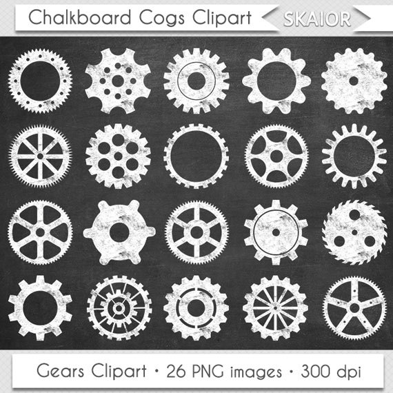 570x570 Chalkboard Gears Clipart Vector Cogs Clip Art Steampunk Clipart