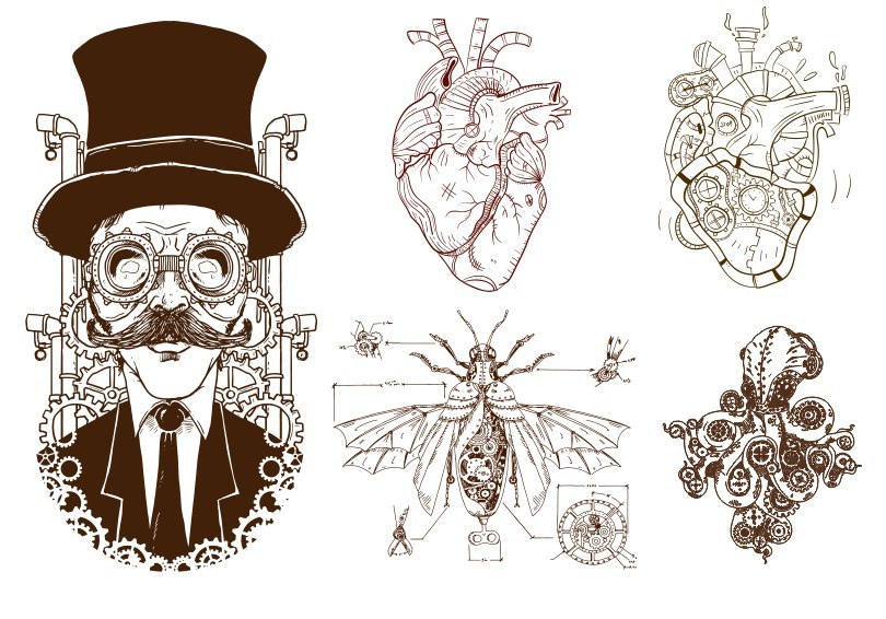 810x566 Steampunk Decor Vector Art Free Vector Cdr Free Download Vector