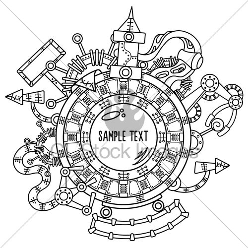 500x500 Steampunk Vector Illustration With Industrial Technical E Gl