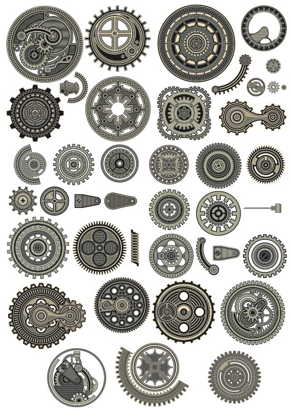595x842 Steampunk Vectors Collection Free Vector Cdr Download