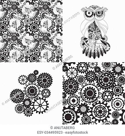 431x470 Steampunk Vector Owl Stock Photos And Images Age Fotostock