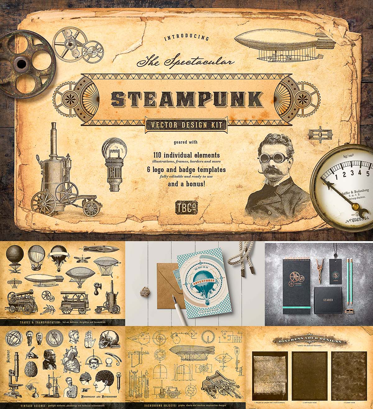 1200x1314 The Steampunk Vector Design Kit Free Download