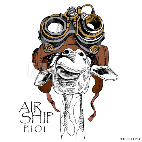 Giraffe Portrait In A Steampunk Helmet Vector Illustration 500x500 Giraffe Portrait In A Steampunk Helmet Vector Illustration