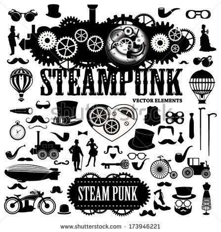 Set Of Steampunk Design Elements 447x470 Set Of Steampunk Design Elements