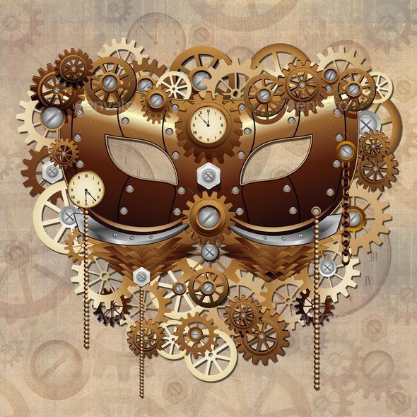 Steampunk Carnival Party Mask! New Vector Art On Graphicriver 590x590 Steampunk Carnival Party Mask! New Vector Art On Graphicriver