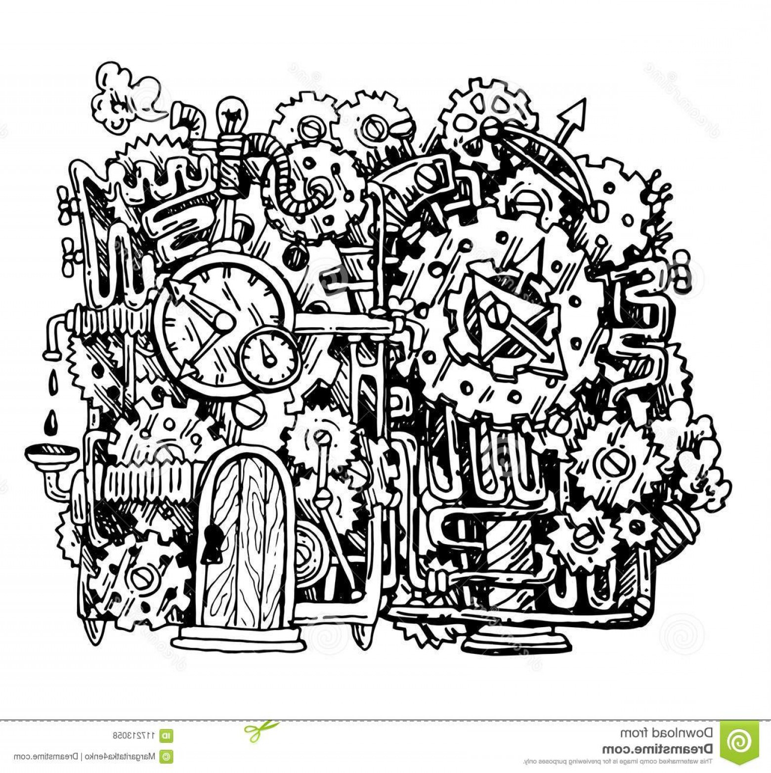 Steampunk Hand Drawn Illustration Beautiful Vector Graphic 1560x1564 Steampunk Hand Drawn Illustration Beautiful Vector Graphic