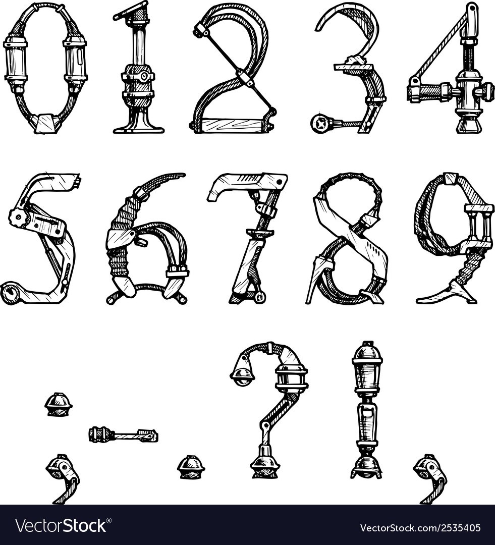 981x1080 Steampunk Font Royalty Free Vector Image Vectorstock
