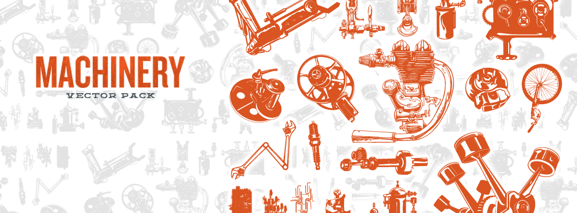 1132x419 Steampunk Series Machinery Vector Pack