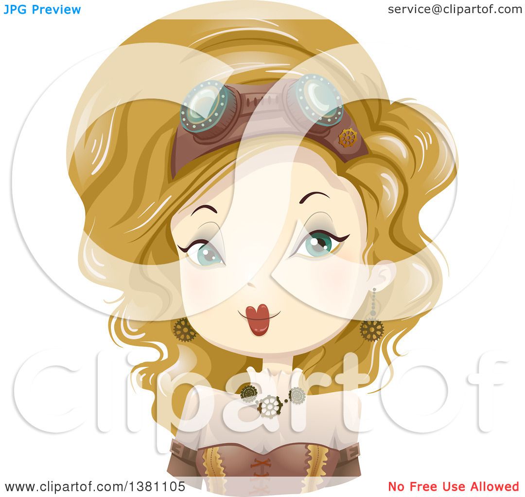 1080x1024 Clipart Of A Blond Caucasian Steampunk Woman