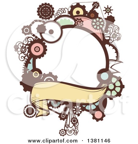 450x470 Clipart Of A Steampunk Frame With A Banner