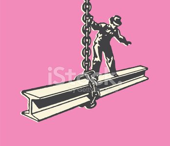 349x299 Construction Worker On Hanging Steel Beam Stock Vectors